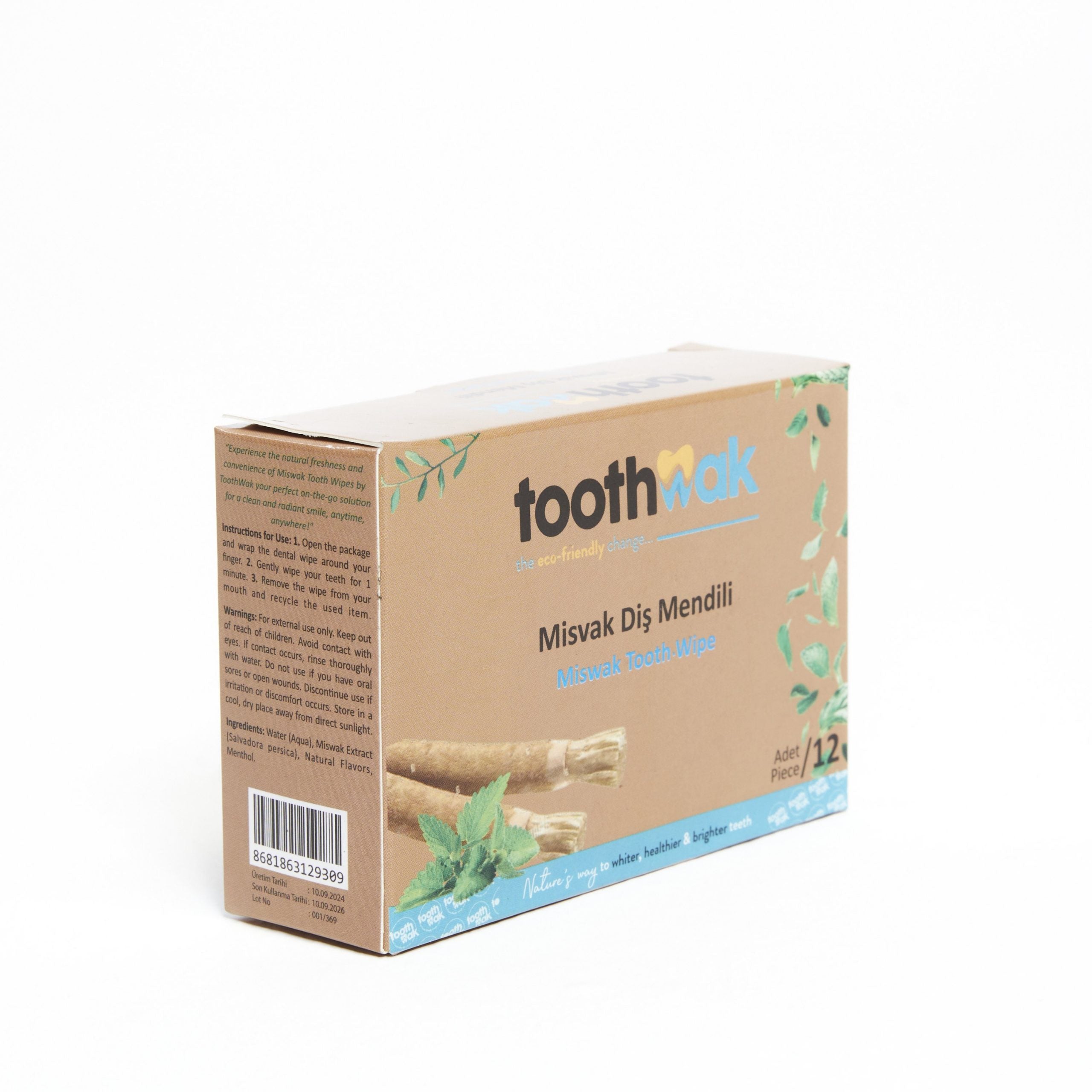 Toothwak Miswak Teeth Wipes (12 pack)