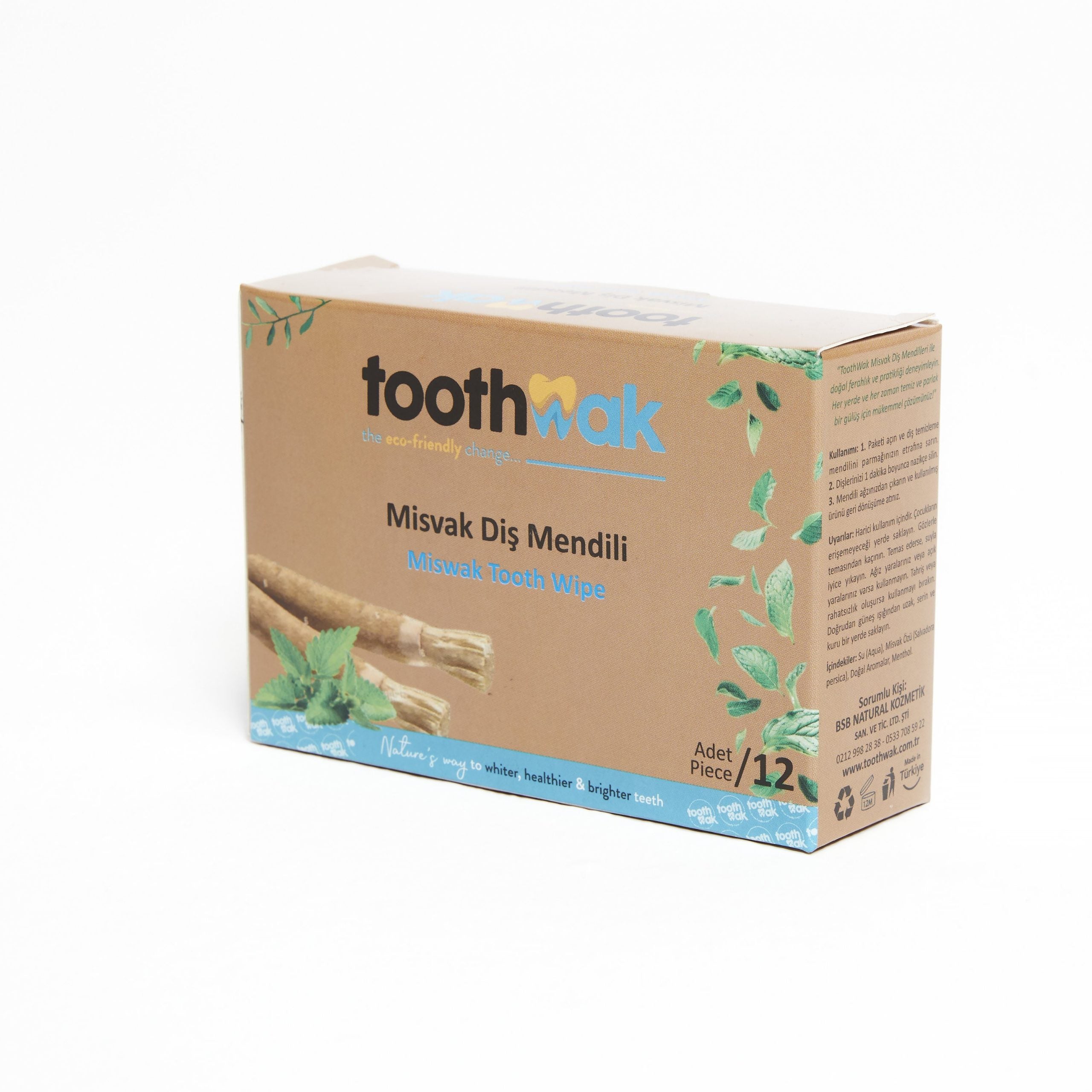 Toothwak Miswak Teeth Wipes (12 pack)